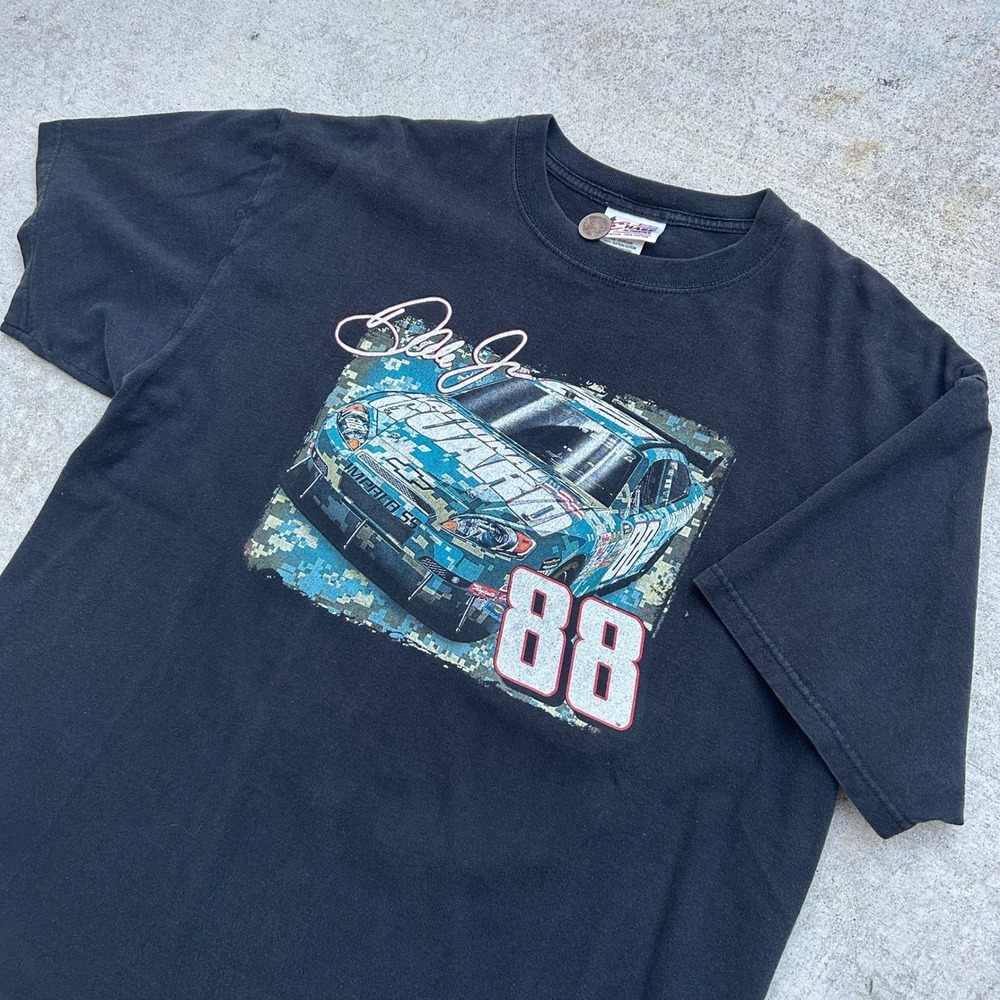 Chase Authentics NASCAR Dale Earnhardt Jr T-Shirt XL Black Y2K 88 National Guard